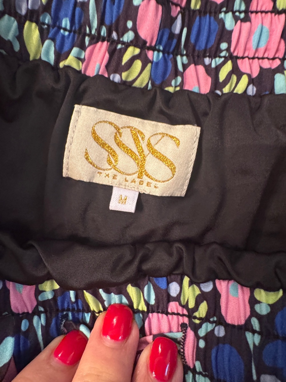 SSYS Floral Signature Athletic Running Shorts Black Pink Size M - Picture 5 of 7
